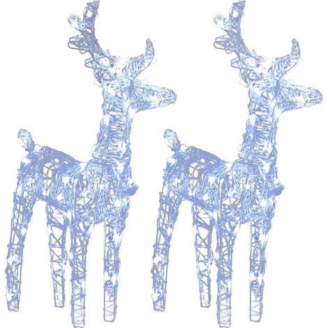 Renos de Navidad 2 unidades 80 LED blanco frío acrílico vidaXL