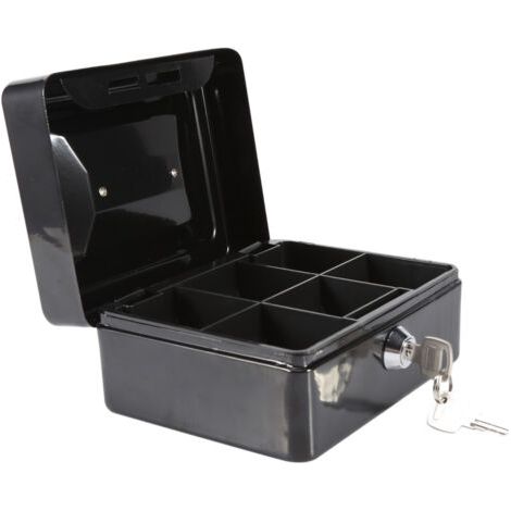 Mini Coffre de Sécurité Coffre-fort Boîte de Rangement pour Médicaments Boîte à Billets en Acier Inox avec des Clés 15 x 12 x 7,5 CM (Couleur : Noir) (1/5)