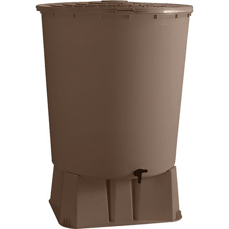 Récupérateur d'eau de pluie rond 500 L – Socle rectangulaire pour stabilité – Kit collecteur pour gouttières rondes/carrées – PVC recyclable – Bellijardin