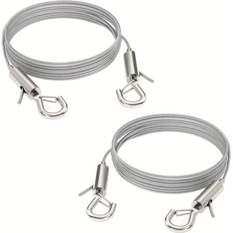 Fil de fer réglable pour miroirs, lampes, panneaux d'affichage, etc., capacité de charge 30 kg, 2 pièces, 2 m x 1,5 mm (1/4)