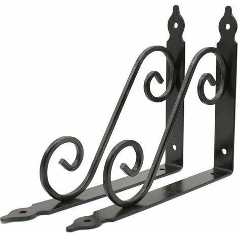 Etagere Murale 2 Pièces Support Tablette Murale 240 x 190 mm Metal Fer Forgé Noir Fixation pour Decoration Murale, Étagère Murale, Etagere Cuisine -ladacèe (1/5)