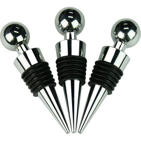 Ensembles de bouchons de vin de conception de boule d'alliage de zinc de 3pcs, bouchons de vin décoratifs pour le vin, le champagne, la soude, la bière (1/5)