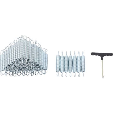 Ressorts de trampoline, acier à haute teneur en carbone, performance de rebond améliorée, Argent (1/2)