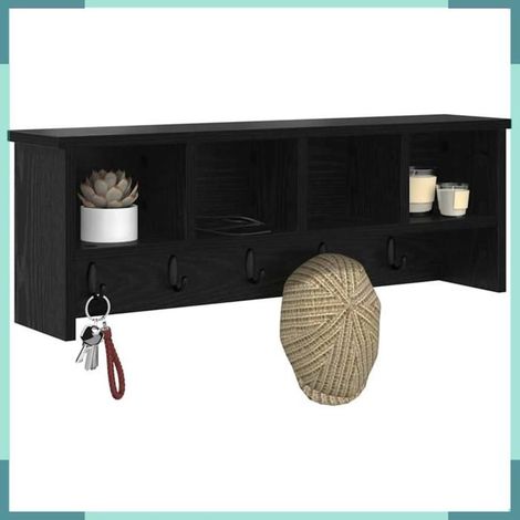 874316 Porte-manteau mural avec étagère Chêne noir 75 x 16 x 26 cm (1/5)