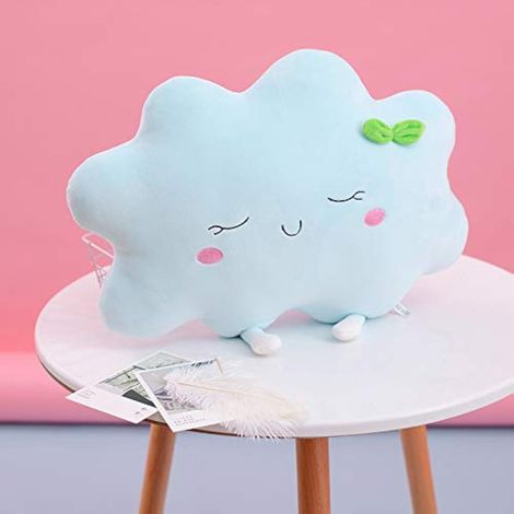 Sonnenförmiges Kissen, niedlicher Sonnen-Sitzkissenbezug, weiches Plüschspielzeug-Kissen, geeignet für Wohnaccessoires, Kinder und Mädchen als Geburtstagsgeschenk (15,7 Zoll, Blau)