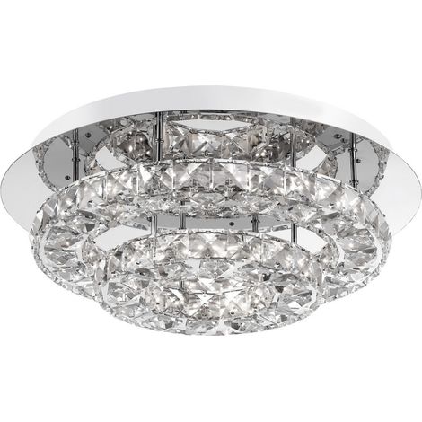 Merano Clara Plafonnier Chrome Aluminium, K9 Cristal LED 28W 1560Lm 3000K