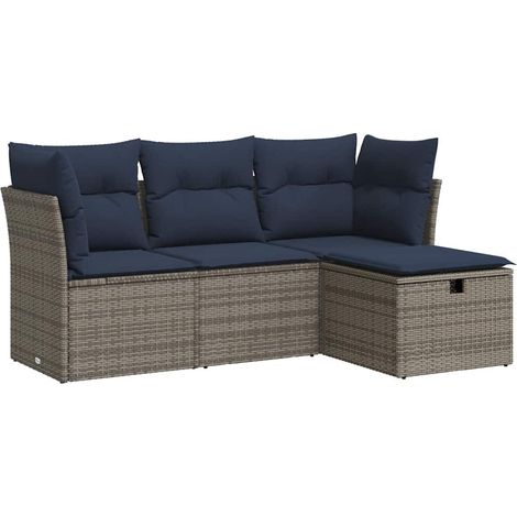 Maison Exclusive - Set Divani da Giardino 4 pz con Cuscini in Polyrattan Grigio
