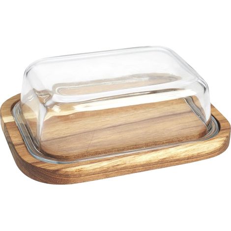 Beurrier en Verre et Acacia Massif 19x14cm (1/5)