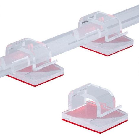 Lot de 50 attaches de câble auto-adhésives, haute viscosité, organisateur de bureau, gestion des câbles, guides-câbles (transparents). (1/5)