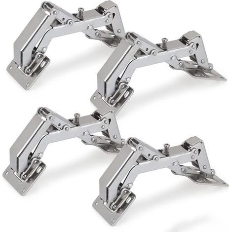 Charnière invisible à grand angle 170° – Acier inoxydable – Lot de 4 charnières avec vis – Pour placards et armoires de cu (1/5)