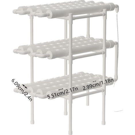 Sistema de cultivo hidropónico, configuración de 3 niveles, 108 puntos de plantación, BLANCO (1/2)