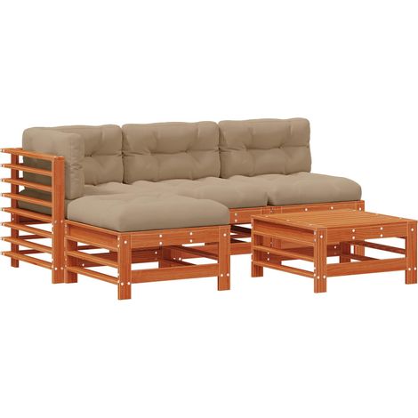 Garden Lounge Set 5 pcs Wax Brown Solid Pine Wood vidaXL (1/5)