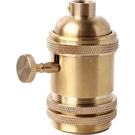Vintage E26/E27 Lampenfassung – Messingfassung mit Schalter – Geeignet bis 250 V – Höhe 6,8 cm, Durchmesser 3,2 cm – E26-Glühbirne (1/5)