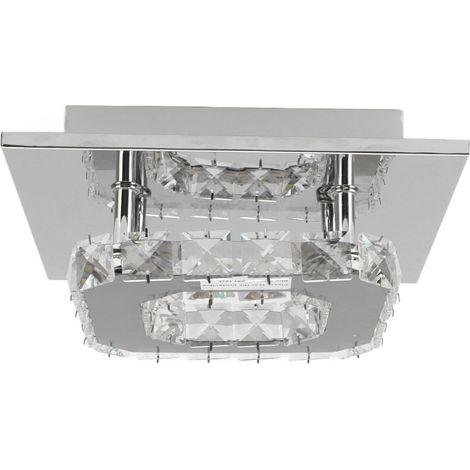 Plafonnier LED carré décoratif moderne effet faux cristal, 3 couleurs de lumière, mini lustre pour salon et couloir, 85-265V (1/5)
