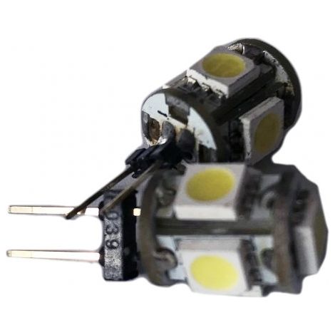 Coppia 2 Lampade Led G4 Con 5 Smd 5050 Colore Giallo Yellow 12V 1W