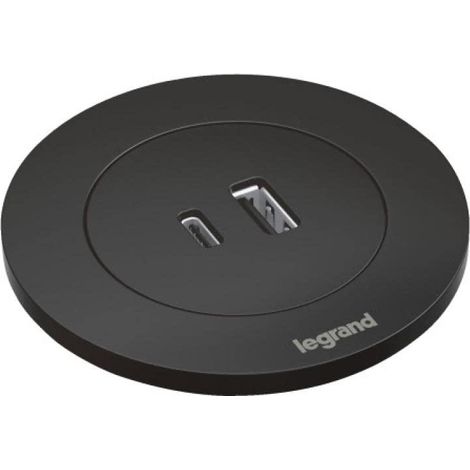 Legrand Enchufe empotrable negro con cargador USB A+C