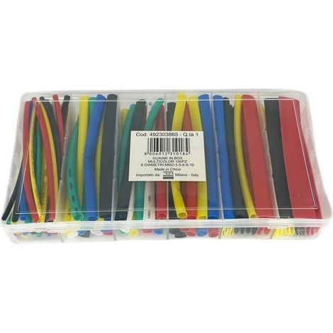 Multicolor Schrumpfschlauch Set 100 Stück, 10 cm, Durchmesser 2-10 mm