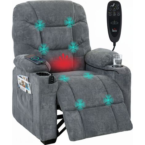 Massage Recliner Chair, with Heat, 96 x 90 x 105 cm, Dark Grey (1/5)