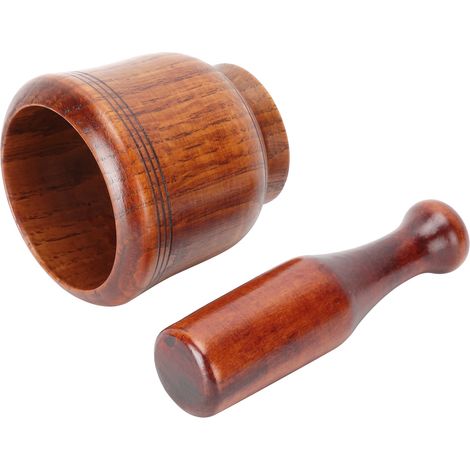 Mortier et Pilon en Bois pour Broyer Ail, Gingembre et Épices - Ustensile de Cuisine Traditionnel (1/5)