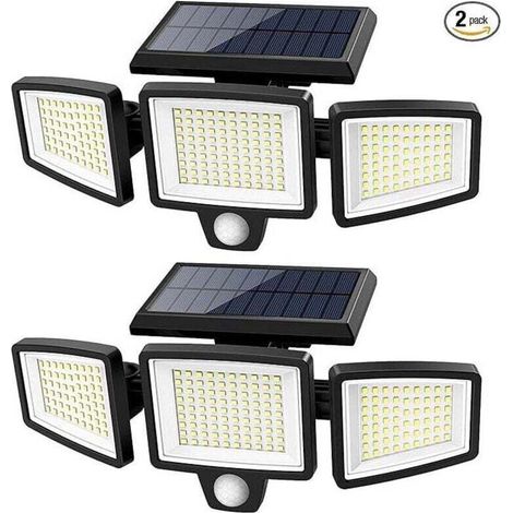 Bardusch-[Lot de 2] Lampes Solaires Extérieur Puissante - 210LED Projecteur Lumière Solaire Extérieure avec Détecteur de Mouvement, 3000LM, 320°éclairage Grand Angle IP65 Solaire éclairage Mural d'ext (1/4)