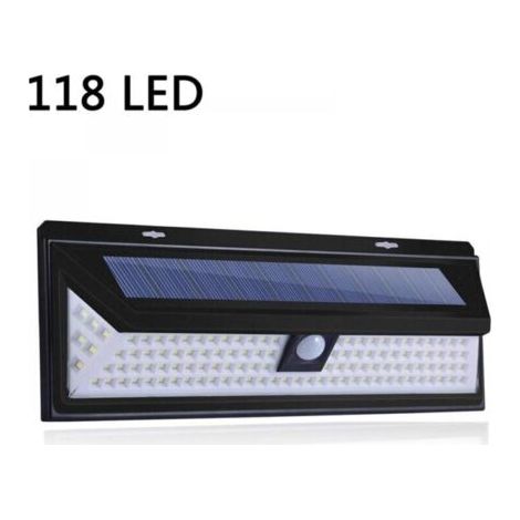118 Led Lampe Solaire 1000 Lumens Applique Mural Pir Mouvement Capteur Ip65 Etanche Jardin Exterieur (1/5)