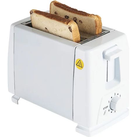(Blanc) Grille-pain portable compact, fabriqué en ABS et en acier inoxydable, avec une conception à fente large et une conception à double lame. (1/5)
