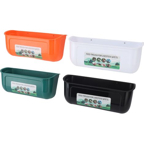 Lot de 4 mangeoires pour poules chèvres bétail animaux domestiques grande capacité en plastique PP suspendues sur clôture (1/5)
