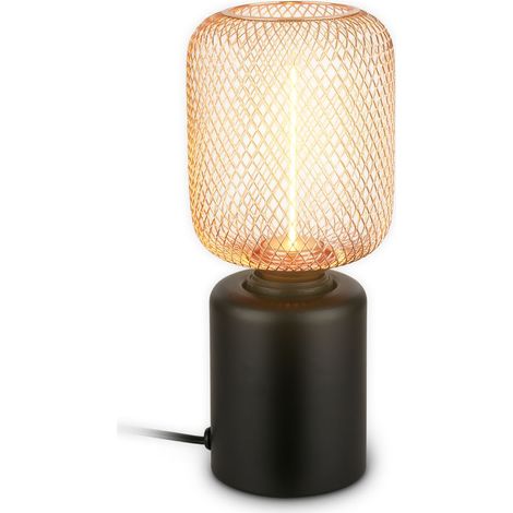Briloner RIST Lampada da tavolo, rete metallica, interruttore a cavo, attacco E27, oro rosa, Ø10 x 25 cm