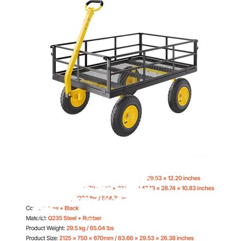 Chariot de jardin, capacité de charge lourde, design polyvalent 3-en-1, 1200lbs (1/2)