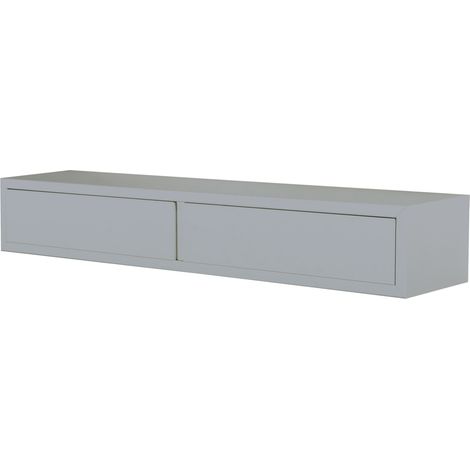 Mensola da Parete con 2 Cassetti 88,2x13,4x20 cm in Fibra di Legno Domino Grigio (1/5)