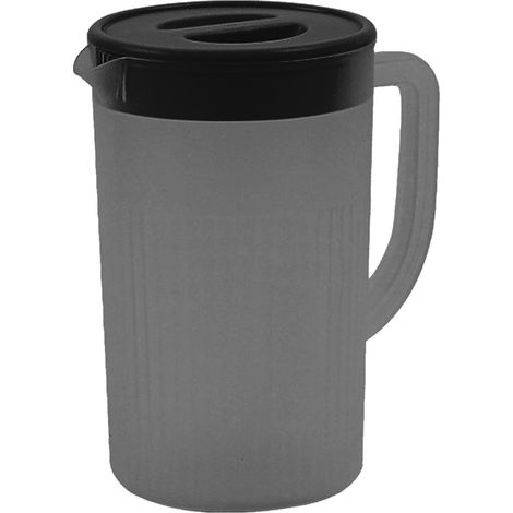 Pichet en plastique avec couvercle, grande capacité, résistant aux hautes températures, pour eau froide, jus, thé, noir (1/5)