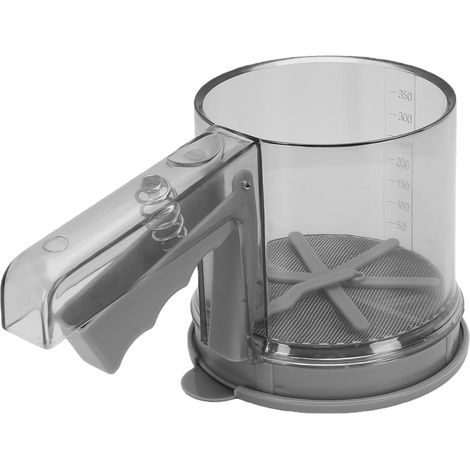 Tamis à farine en acier inoxydable, gobelet à tamis transparent portatif pour filtration fine, gradué, tamis de cuisson à pression avec maille double couche pour la cuisine (1/5)