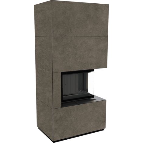 Kaminbausatz KRATKI FLOKI BOX rechts 8 kW Ø 160 Quarzsinter FOKOS PIOKRATKI MBO schwarz Verkleidung (1/4)