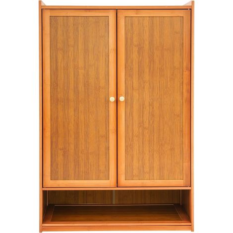 Bamboo Shoe Cabinet 60x32x94cm, for Boots & Trainers  7 Shelves, 5 Adjustable Dividers, Holds 2-3 Pairs Per Shelf, 10kg Load. Enclosed Door Design, Ideal For Hallway, Bedroom, Liv (1/5)