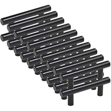 20pcs Poignee Meuble noir Poignée de Meuble Cuisine noir T Poignées Placard Tiroir Noir