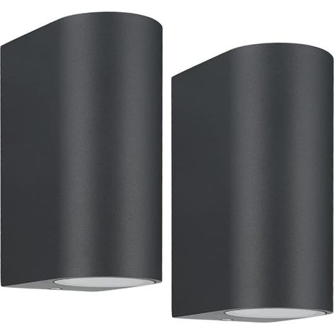 Lot de 2 appliques murales d'extérieur, gris anthracite GU10 Up Down, appliques murales d'extérieur électriques, étanches IP44 en aluminium, alimentation secteur pour patio, terrasse, balcon, porche,