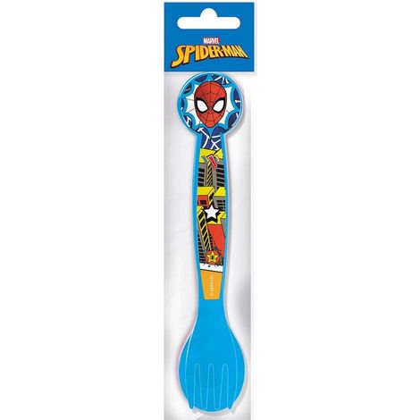 TATAWAY Marvel Set 2 posate blu per bambini in plastica Spiderman Uomo Ragno