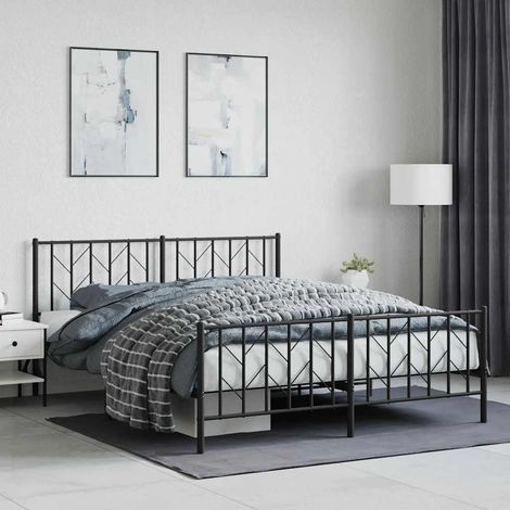 vidaXL Cadre de lit métal sans matelas avec pied de lit noir 160x200cm (1/5)