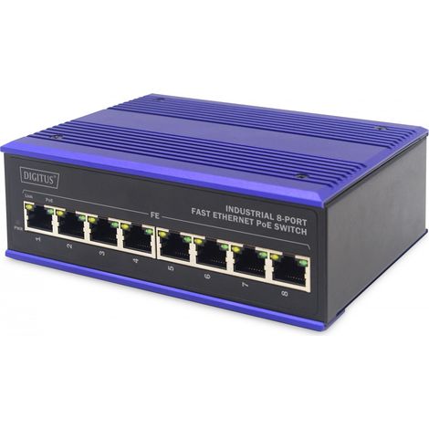 DIGITUS Fast Ethernet PoE Industrieller 8x Port Switch