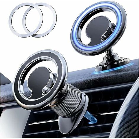 Support Magnetique Telephone Voiture Compatible Magsafe Aimant Téléphone Voiture [2 en 1] Universel Porte Telephone Voiture Grille Aeration pour iPhone 14 13  pour Tous Les Smartphones (1/4)