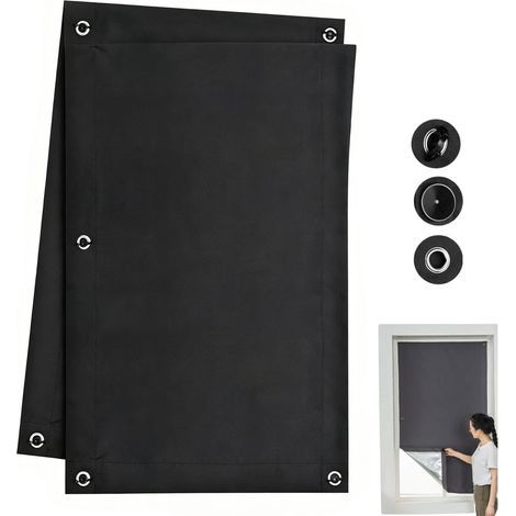 Lot de 2 - Protection solaire à ventouses - 60 x 115 cm - Universelle - Toile d'ombrage - Protection solaire pour fenêtre avec ventouses - Store - Rideau anti-chaleur et anti-UV