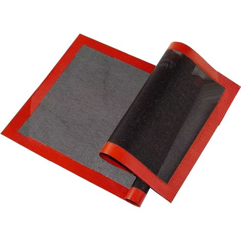 2-teilige Silikonmatten, mikroperforierte Fiberglas-Silikonmatten, ungiftig, geruchlos, Backmatten, hitzebeständig, Ofen- oder Pfannenauskleidung (1/5)