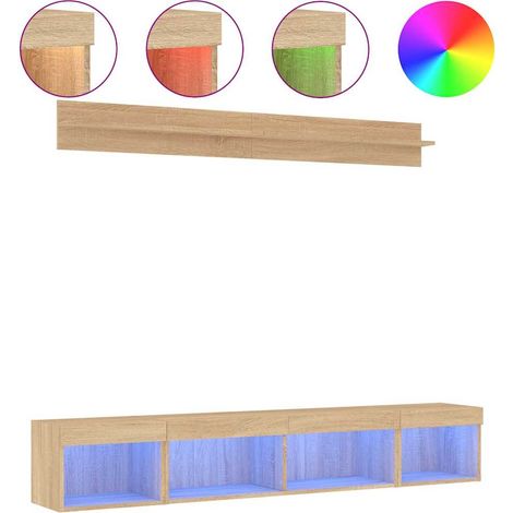 Maison Exclusive - 5-tlg. Wohnwand mit LED-Beleuchtung Sonoma-Eic