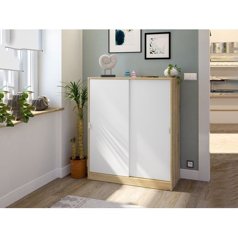 Guardaroba 2 Ante Resana, Armadio Camera da Letto 4 Ripiani, 2 Ante, 40x119h cm Marrone Rovere Nodi