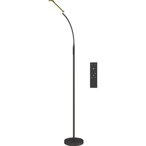 Lampadaire sur pied de salon avec télécommande, contrôle tactile, température couleur et luminosité réglables, noir (1/5)
