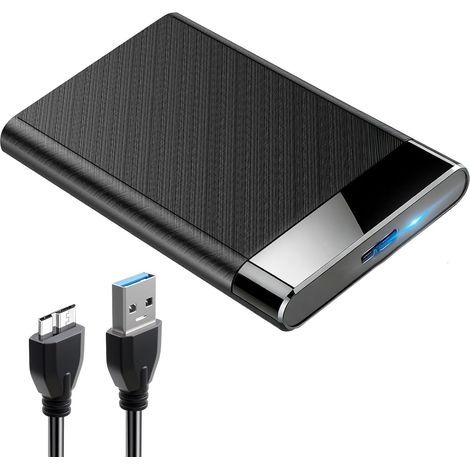 Hard Drive Enclosure 2.5 Inches, 5Gbps USB 3.0 External Case for SATA HDD and SSD 2.5 Inches and 7 mm/9.5 mm with USB 3.0 Acceleration UASP, Trim, No Tools (Black) (1/5)
