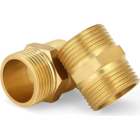 Niple doble macho de latón de 3/4", niple doble hexagonal de 2 piezas, rosca externa de latón, para manguera de ducha, reductor de presión de agua, grupo de seguridad para calentador de agua y radiado (1/5)
