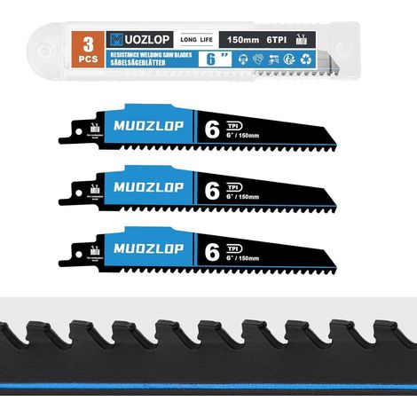 Säbelsägeblätter Hartmetall 150mm 6 TPI für Holz, Kunststoff, Nägel (3 Stück) (1/5)