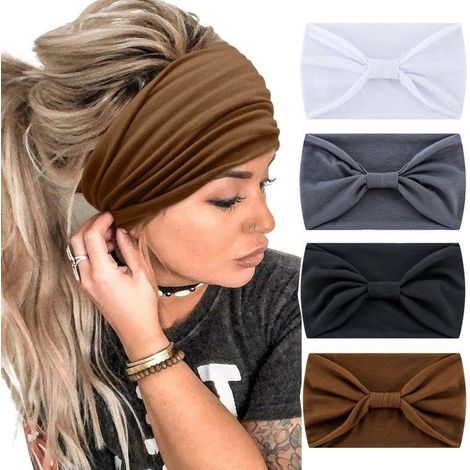 Hairband 4x bandeaux boho pour femmes, bandeau, accessoires de cheveux de sport de yoga A0583 (1/5)