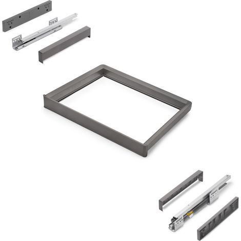 Emuca Telaio con guide a estrazione totale e chiusura morbida per accessori per armadi Quartz, 612-638mm, Alluminio e plastica, Titanio 7135152 EMUCA